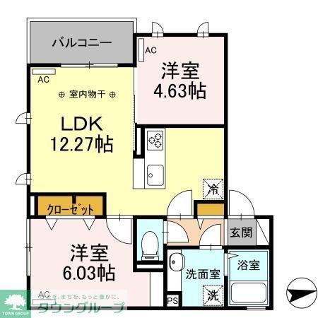 ポンテアルタ(2LDK/2階)の間取り写真