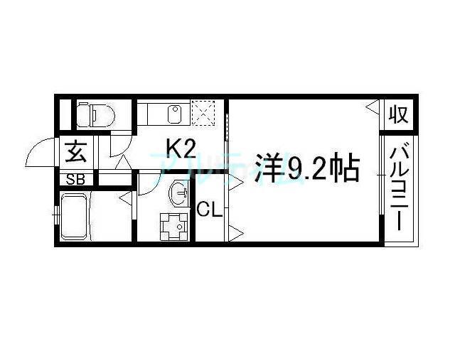 BELLE LEAD 六条 (1K/1階)の間取り写真