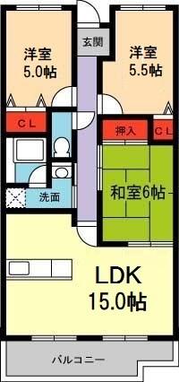 セレーノ花屋敷(3LDK/3階)の間取り写真