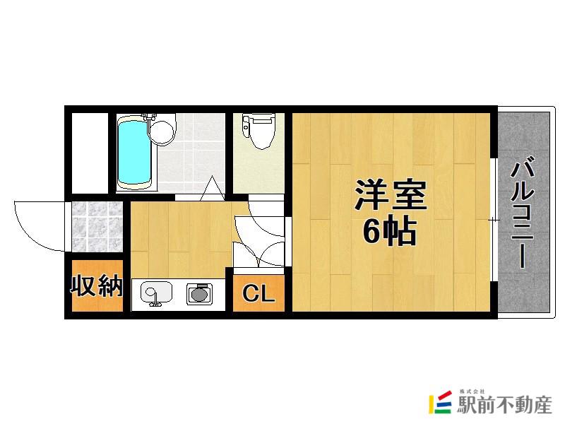 フォーサイト二日市中央REVIVE(1K/4階)の間取り写真