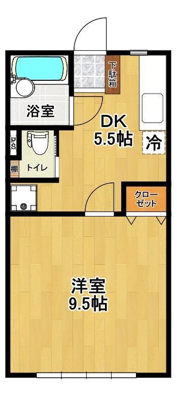 アミューズハイツ(1DK/1階)の間取り写真