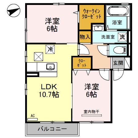 カーサグランデ新広(2LDK/1階)の間取り写真