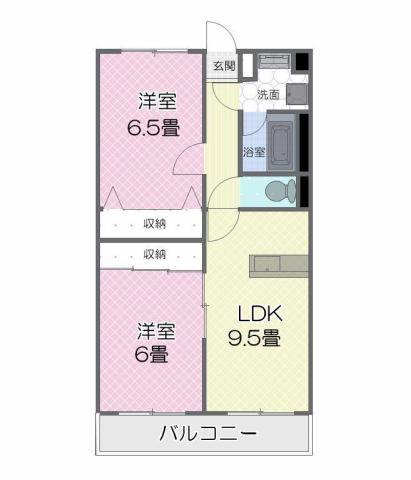 アンソレイユII(2LDK/3階)の間取り写真