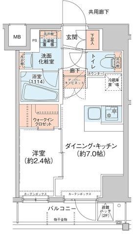 アジールコート新高円寺(1DK/2階)の間取り写真