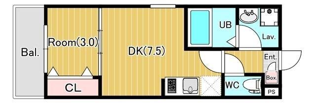 ジーメゾン千葉村田町ヴィエラ(1DK/2階)の間取り写真