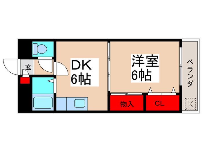 プラーティット本中山(1DK/1階)の間取り写真