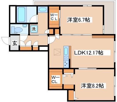 シャーメゾンプレミアム離宮道(2LDK/1階)の間取り写真