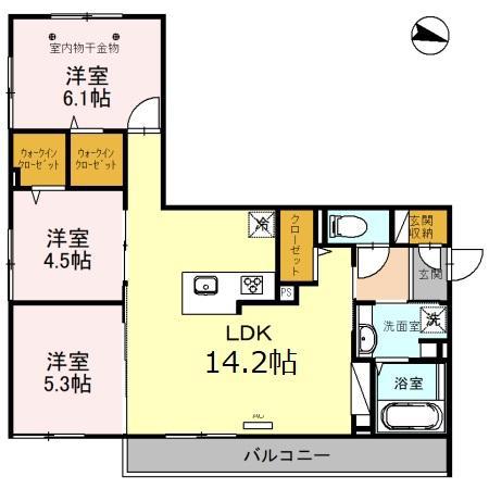 ユイット・マレ(3LDK/3階)の間取り写真