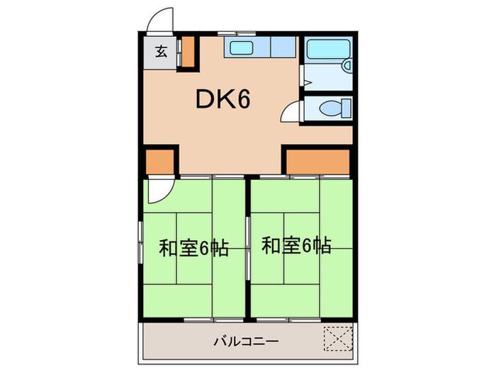 アリマスカイハイツ(2DK/2階)の間取り写真