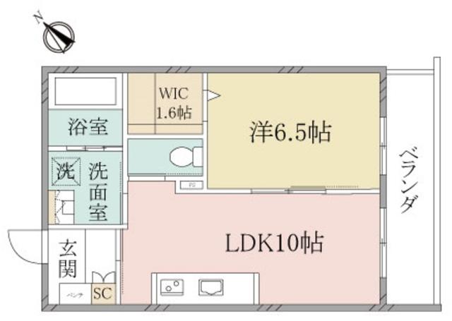 ヘーベルヴィレッジ淵野辺(1LDK/1階)の間取り写真