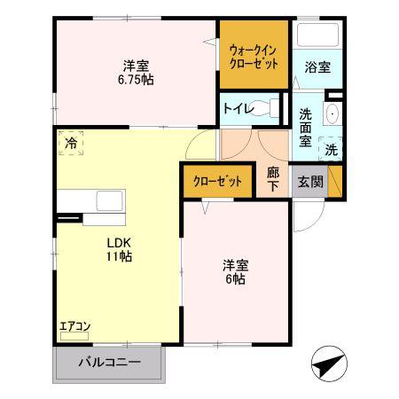 アンクレージュ(2LDK/2階)の間取り写真