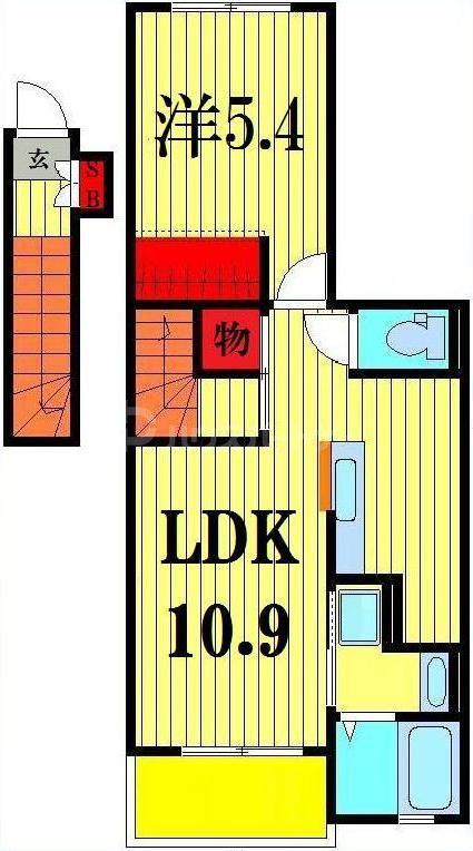 ソレイユ プロムナード(1LDK/2階)の間取り写真