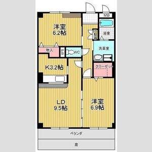 グランソレイユ水広(2LDK/1階)の間取り写真