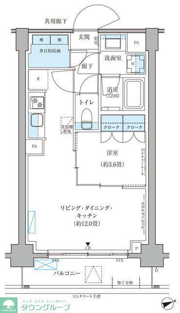 パークアクシス文京本郷(1LDK/1階)の間取り写真