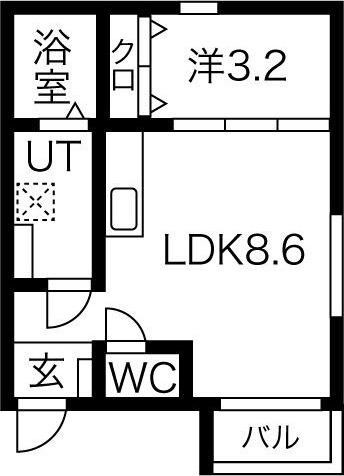 BELLE ROSE港北(1LDK/1階)の間取り写真