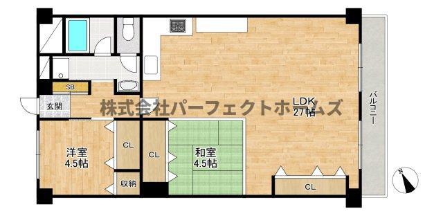 牧野駅前ハイツ(1LDK/12階)の間取り写真