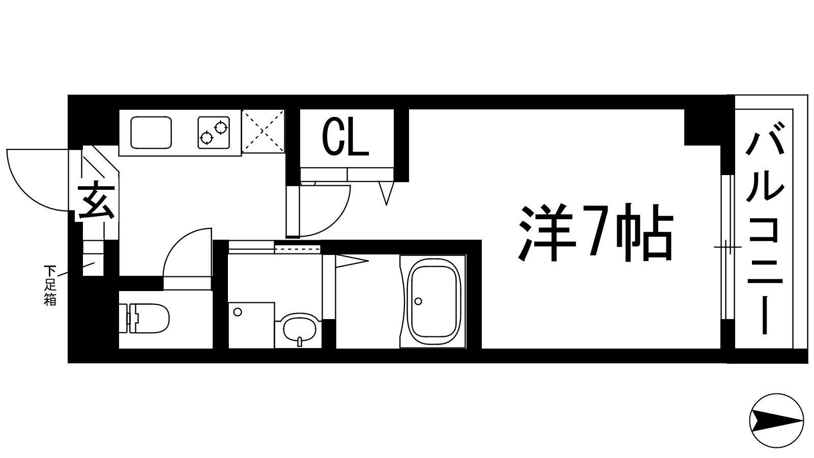 AILE石橋2(1K/2階)の間取り写真
