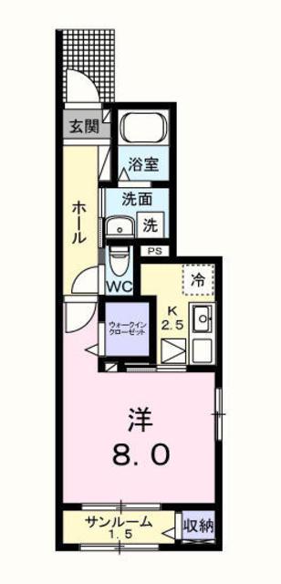 フォンターナ・ブリオ(1K/1階)の間取り写真