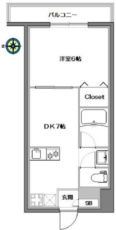 CYPRESS FLAT(1DK/4階)の間取り写真