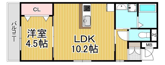 ベリーハイム今津(1LDK/2階)の間取り写真