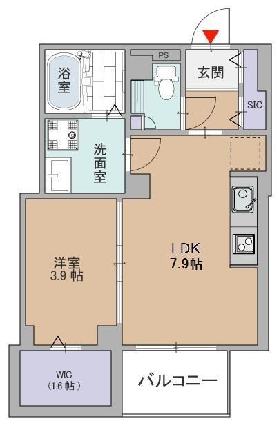 メゾンブランシュ(1LDK/4階)の間取り写真