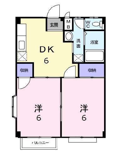 エスポワールハイツ(2DK/2階)の間取り写真
