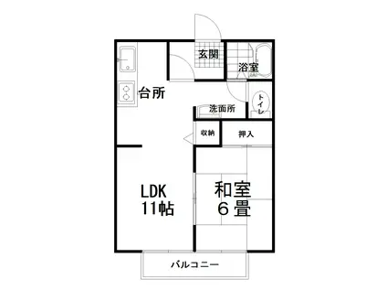 ウィン富士A(1LDK/1階)の間取り写真