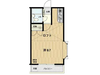 シャルム(ワンルーム/2階)の間取り写真