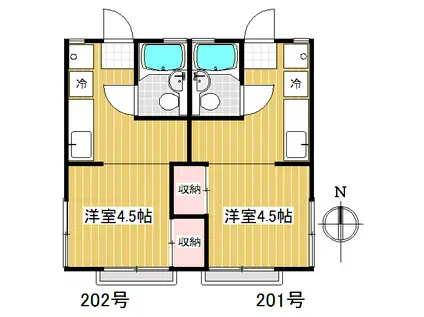 コーポN(ワンルーム/2階)の間取り写真