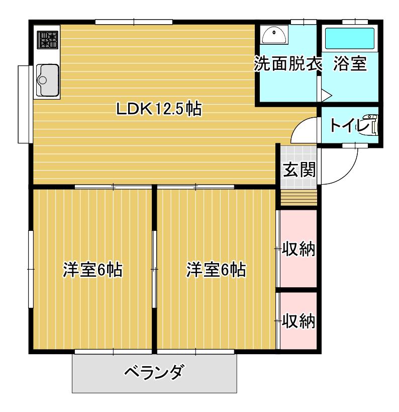 パステルコート(2LDK/2階)の間取り写真
