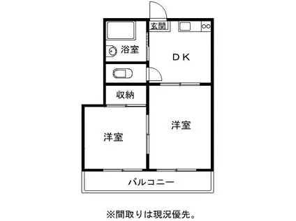 ハミーコーポ(2K/2階)の間取り写真