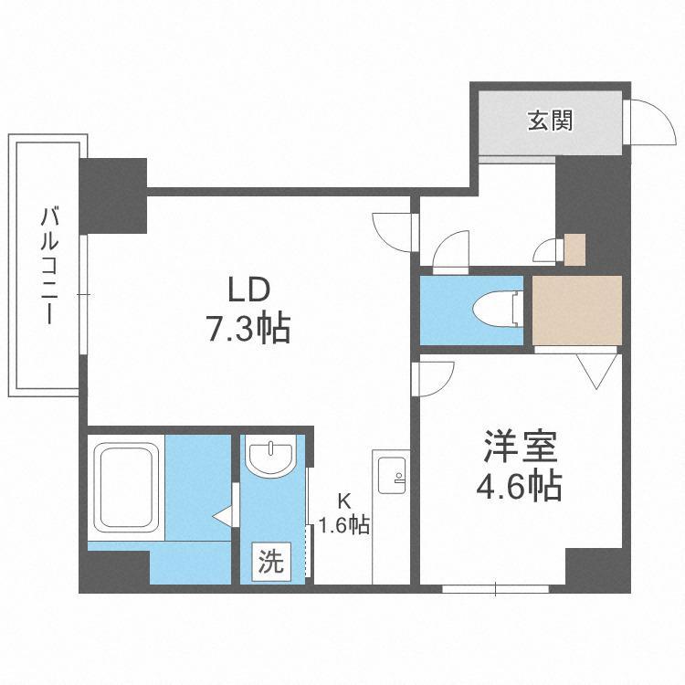 LEVANTE元町(1LDK/2階)の間取り写真