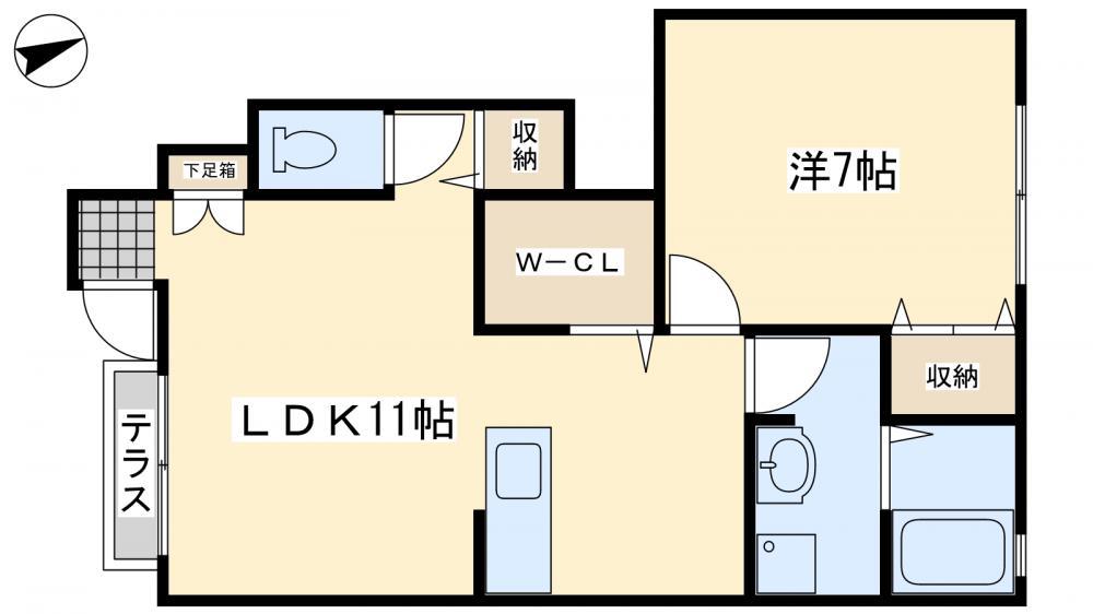 ファミリーヒルズ星ヶ丘 I(1LDK/1階)の間取り写真