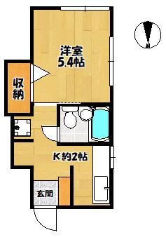 行楽荘(1K/2階)の間取り写真
