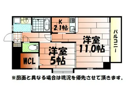 クレスト南小倉(2K/2階)の間取り写真