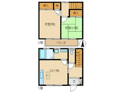 メゾン・サチ1(2DK/1階)の間取り写真