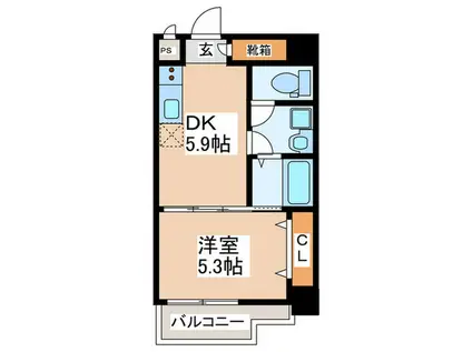 クローバー・グランツ北野田(1DK/8階)の間取り写真