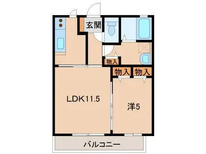 ビルロート(1LDK/1階)の間取り写真