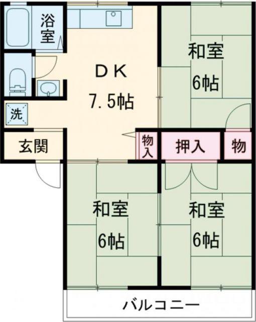 王塚公園ハイツ(3DK/2階)の間取り写真