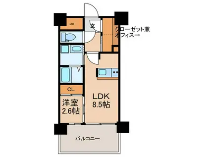 IN SHAPE港(1LDK/12階)の間取り写真