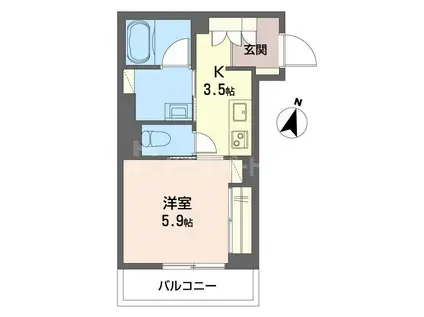 カッサーロ II(1K/1階)の間取り写真