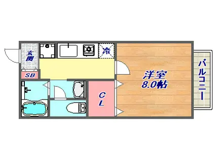 ハイネス岡本(1K/1階)の間取り写真