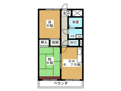 YMマンションアサヒI(2DK/2階)の間取り写真