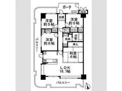 グレーシィ姫路白浜の宮(4LDK/5階)の間取り写真