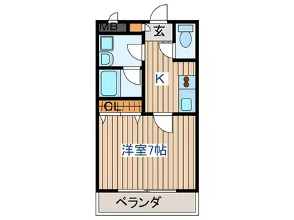 ボヌール・アン(1K/2階)の間取り写真