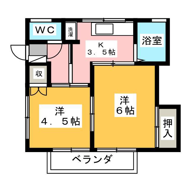 コーポ成田(2K/2階)の間取り写真