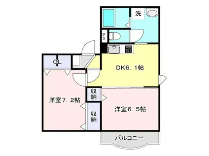 プロージェ・シャイン中島(2DK/1階)の間取り写真