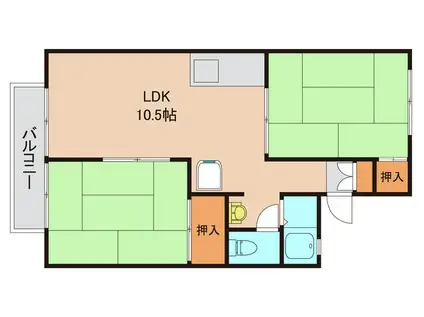 セジュール石田II(2LDK/1階)の間取り写真