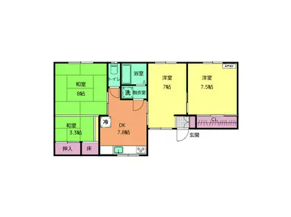 シエストール東下関(2LDK/1階)の間取り写真