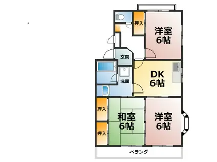 シベールニ番館(3DK/4階)の間取り写真